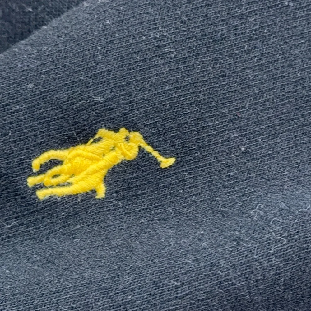 Polo Ralph Lauren Hoodie Men Medium Black Yellow Sweatshirt PRL Cord Spellout